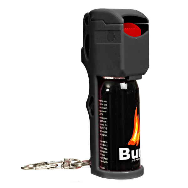 Burn Pepper Spray for Self Defense - Max Strength OC Spray - 1/2oz Keychain Case - Black