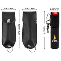 Burn Pepper Spray Keychain for Self Defense - Max Strength OC Spray - 1/2oz Molded Leather Case - Black