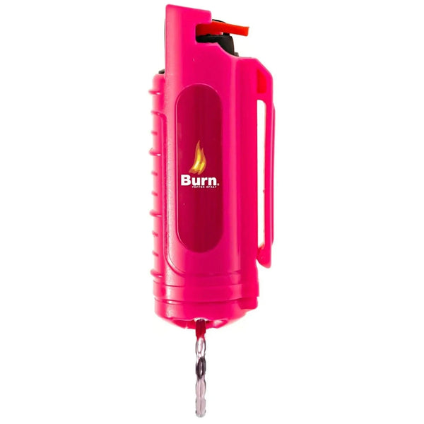 Burn Pepper Spray Keychain for Self Defense - Max Strength OC Spray - 1/2oz Molded Security Case - Pink