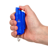 Burn Pepper Spray Keychain for Self Defense - Max Strength OC Spray - 1/2oz Molded Security Case - Blue