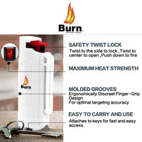 Burn Pepper Spray Keychain for Self Defense - Max Strength OC Spray - 1/2oz Molded Case - White