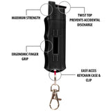 Burn Pepper Spray for Self Defense - Max Strength OC Spray - 1/2oz Security Keychain Case - Black